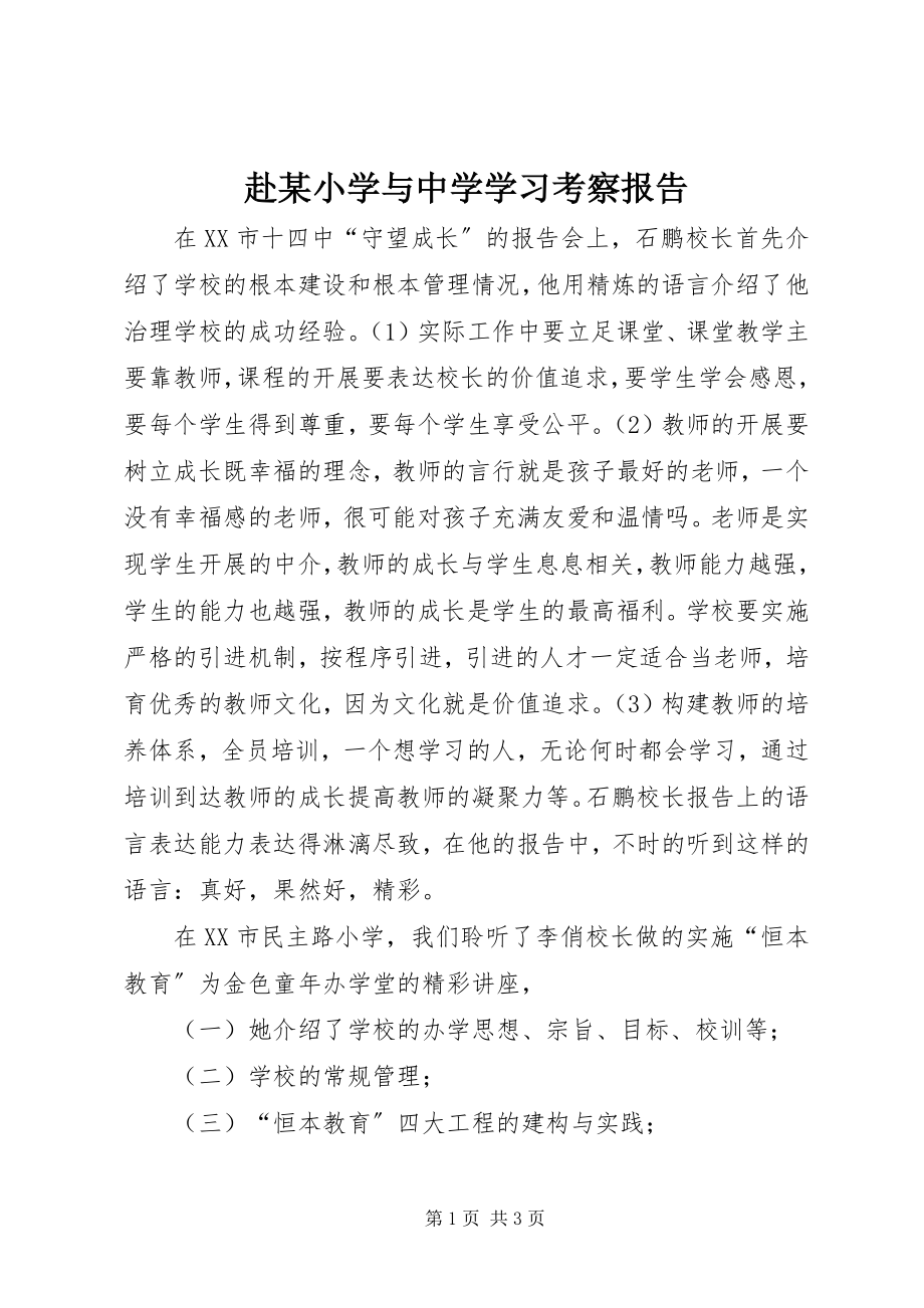 2023年赴某小学与中学学习考察报告.docx_第1页