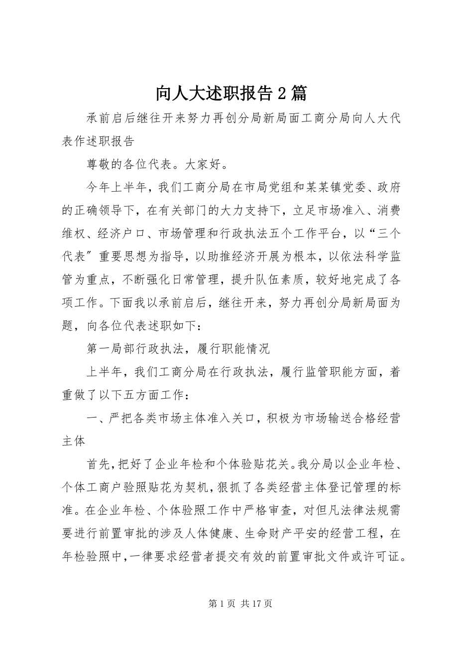 2023年向人大述职报告2篇.docx_第1页