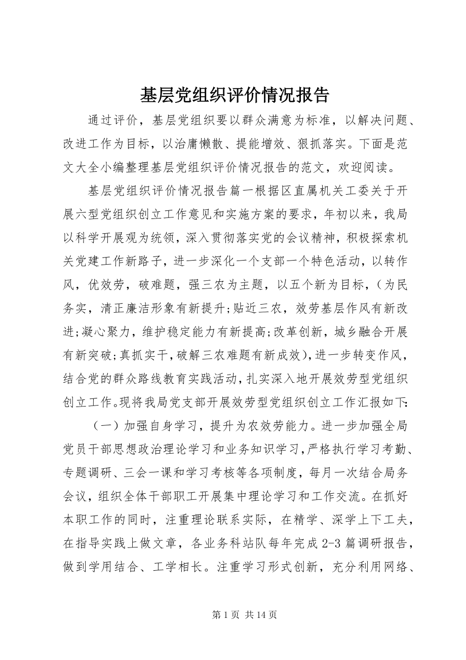 2023年基层党组织评价情况报告.docx_第1页