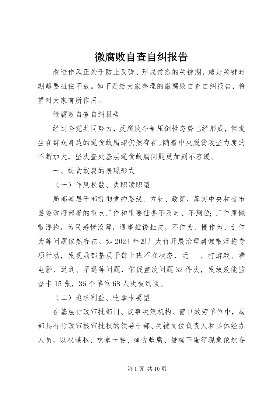 2023年微腐败自查自纠报告.docx_第1页