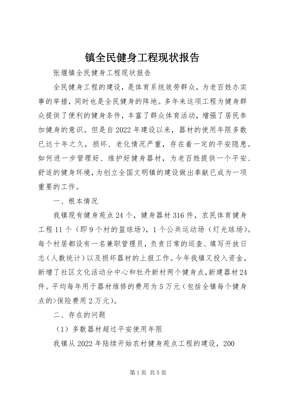 2023年镇全民健身工程现状报告.docx_第1页