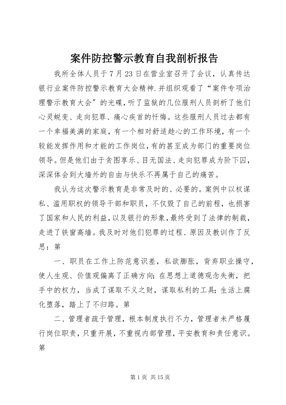 2023年案件防控警示教育自我剖析报告新编.docx_第1页