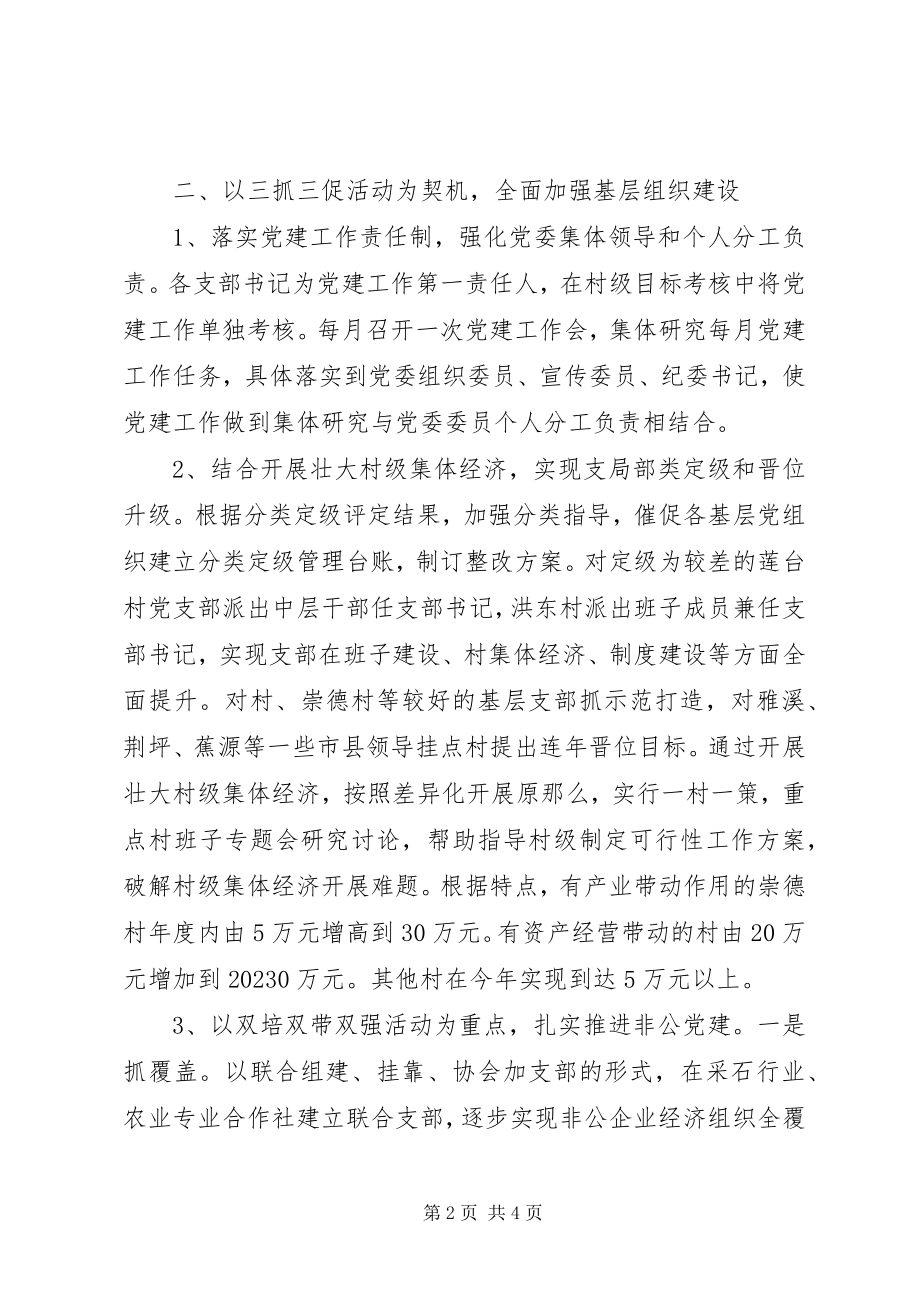 2023年镇委关于基层党建调度工作的工作报告.docx_第2页