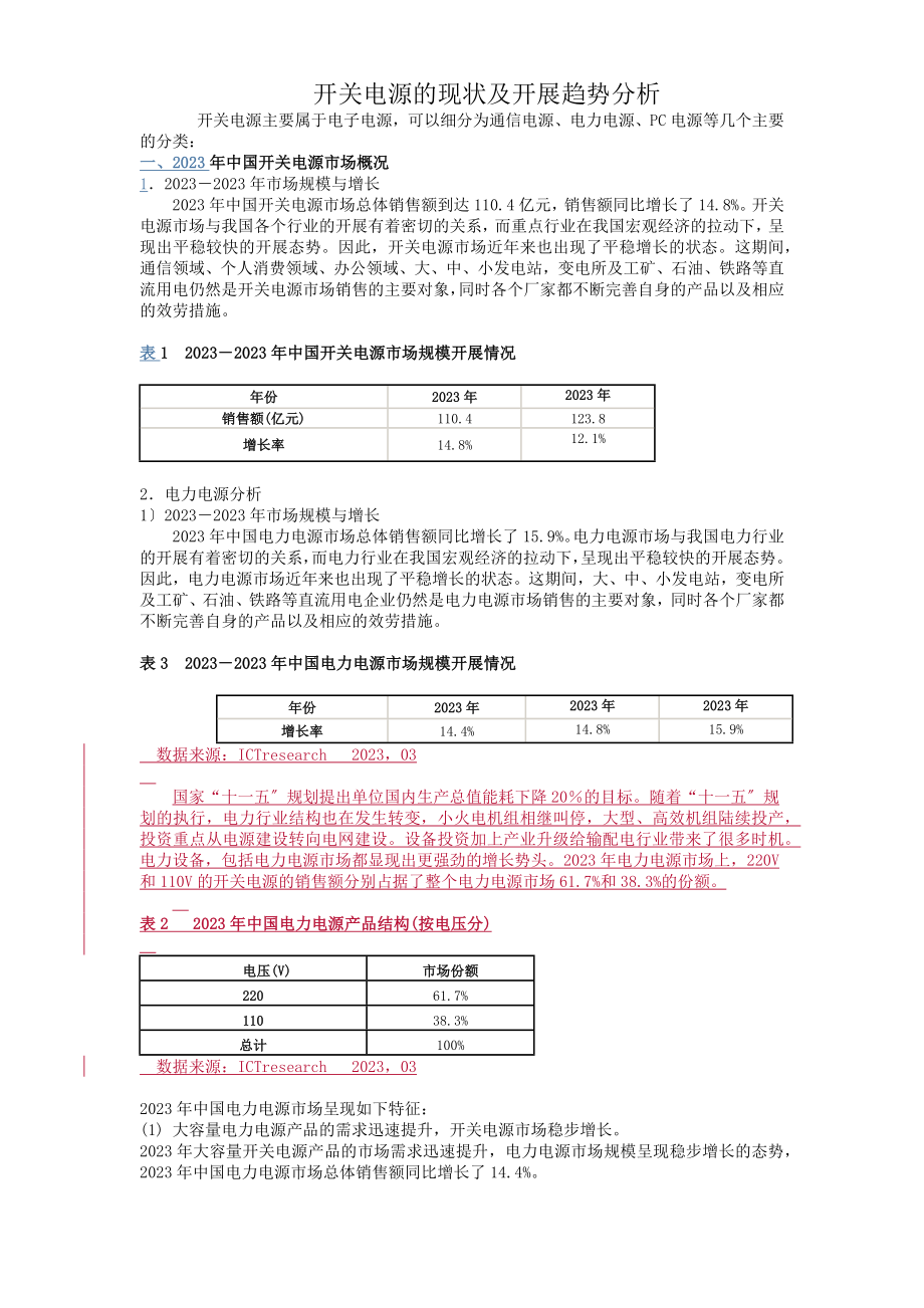 2023年开关电源的现状及发展趋势分析.docx_第1页