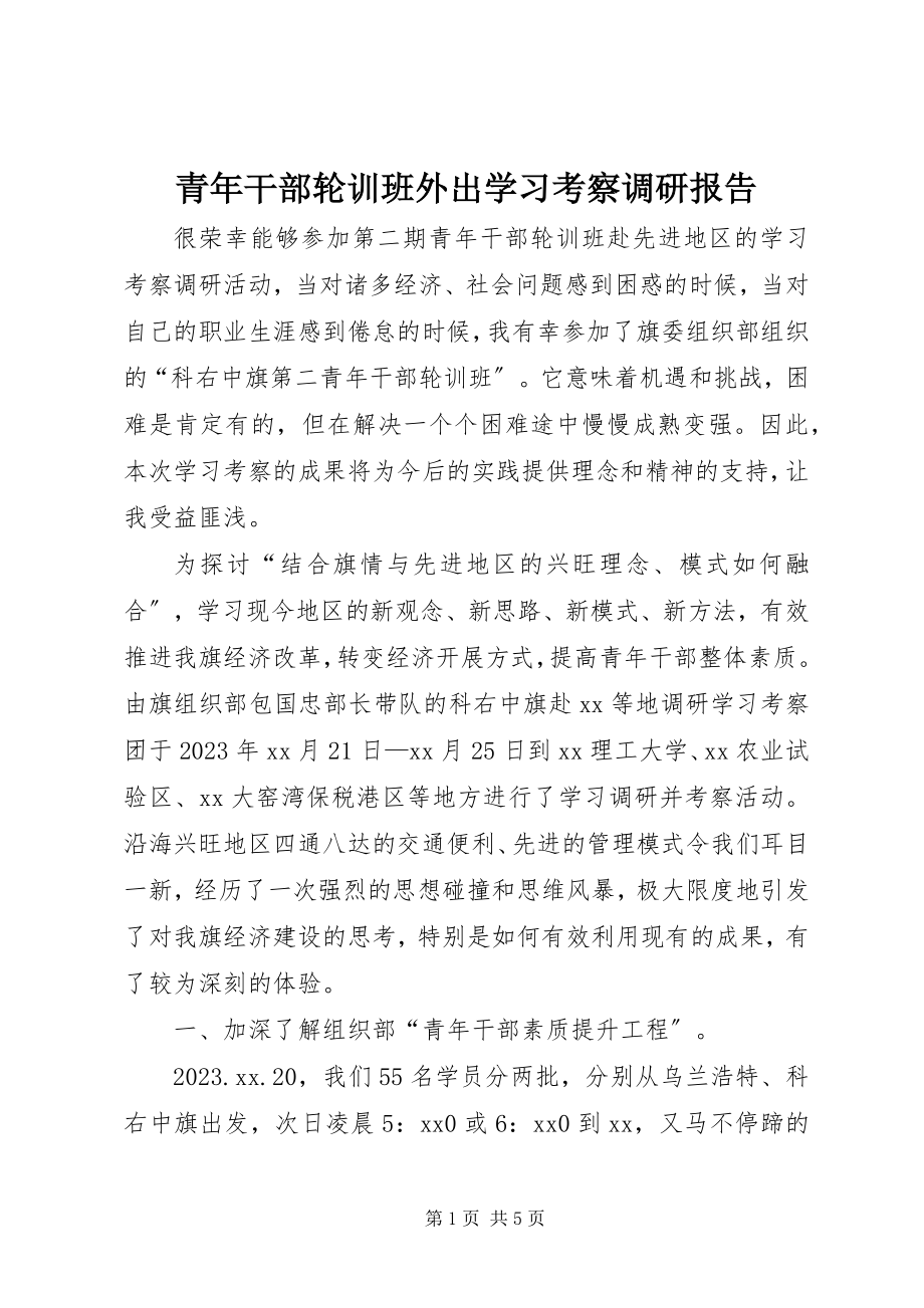 2023年青年干部轮训班外出学习考察调研报告.docx_第1页