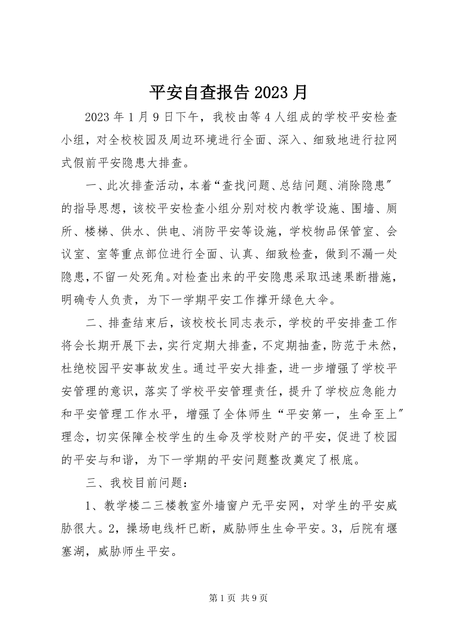 2023年安全自查报告月新编.docx_第1页