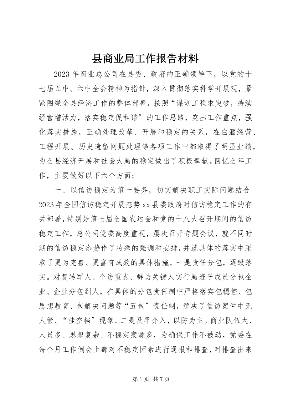 2023年县商业局工作报告材料.docx_第1页