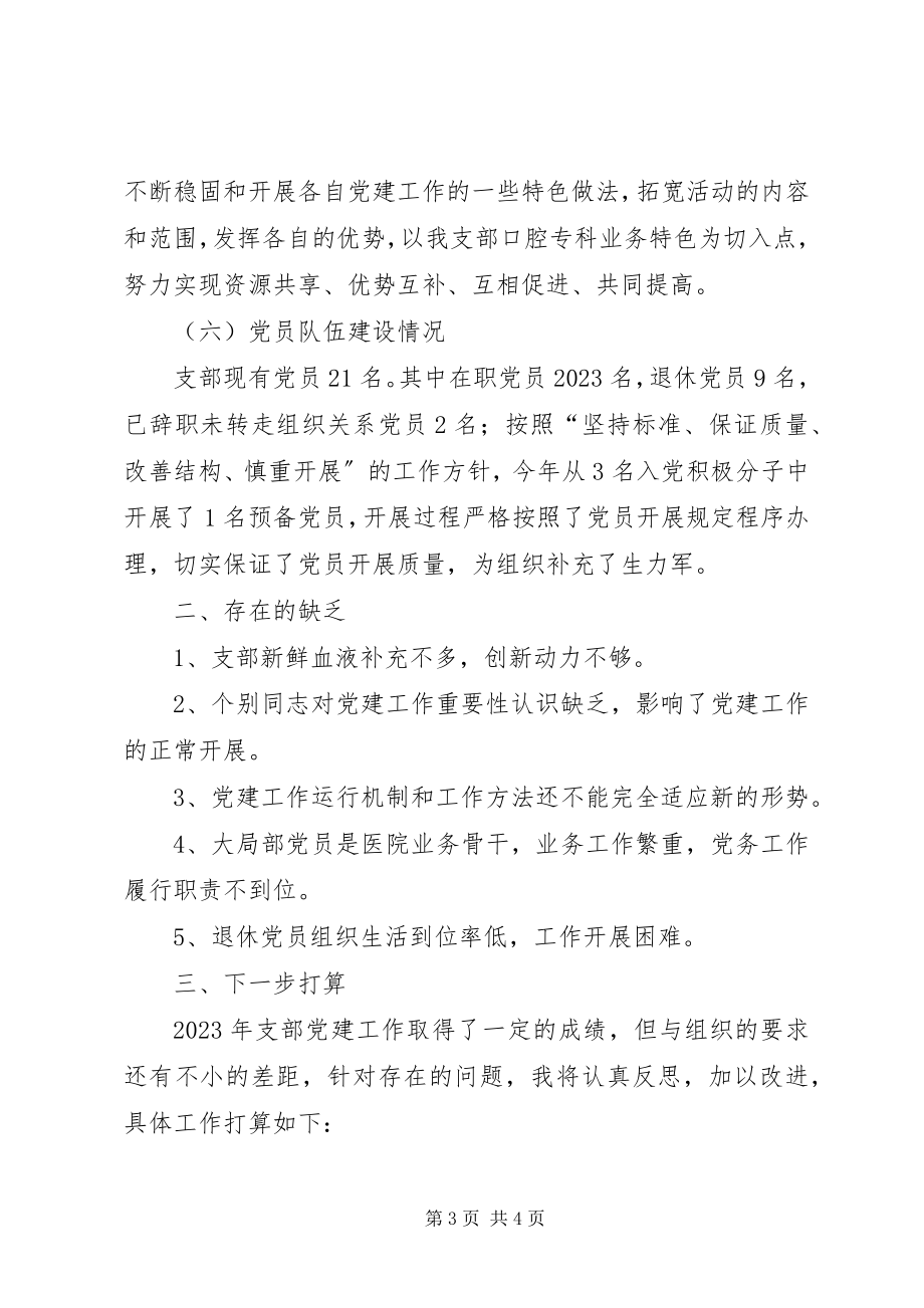 2023年医院党支部书记抓党建述职报告新编.docx_第3页