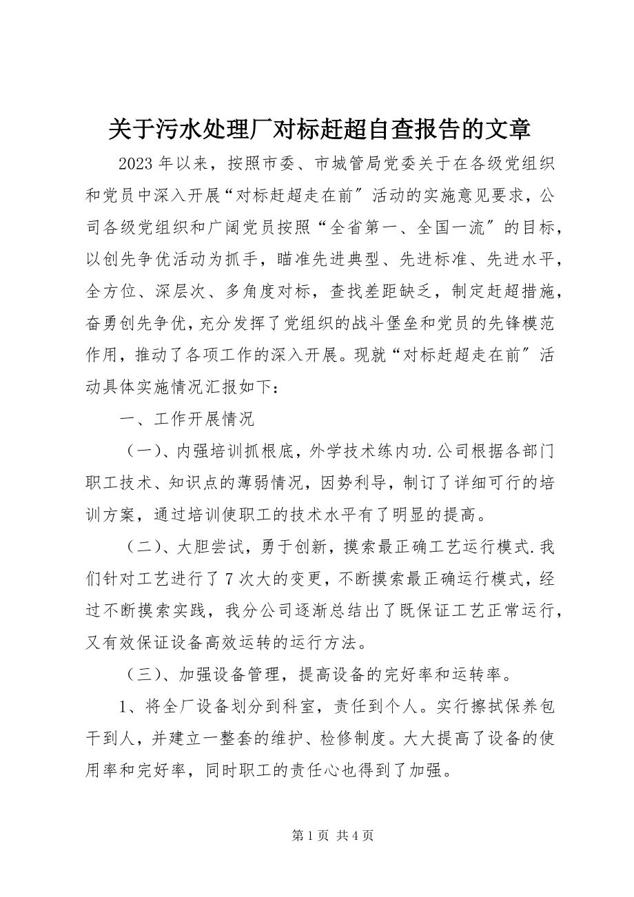 2023年污水处理厂对标赶超自查报告的文章.docx_第1页