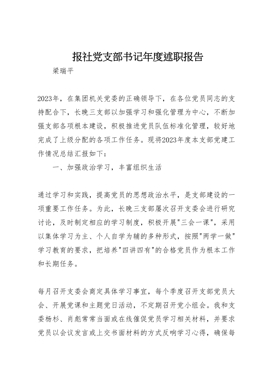 2023年报社党支部书记年度述职报告.doc_第1页