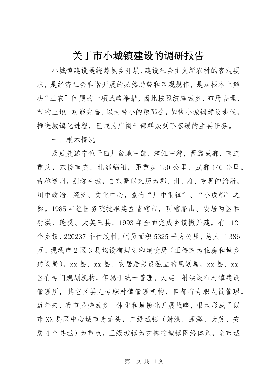 2023年市小城镇建设的调研报告.docx_第1页