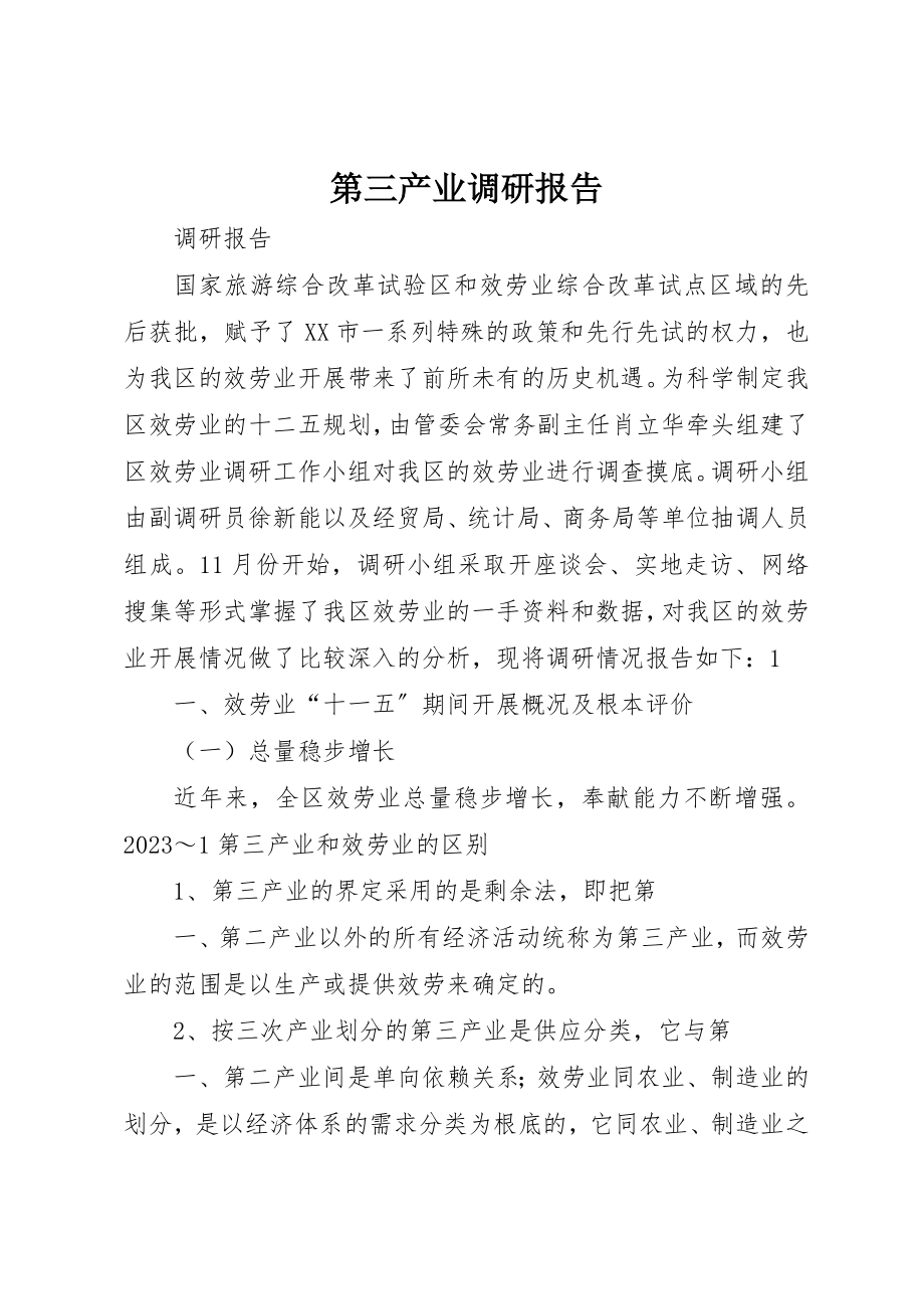 2023年第三产业调研报告新编.docx_第1页