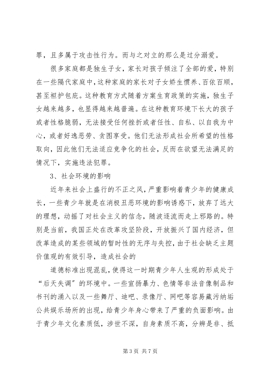 2023年青少年犯罪的成因及其对策分析.docx_第3页