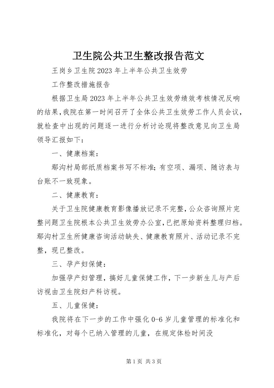 2023年卫生院公共卫生整改报告.docx_第1页