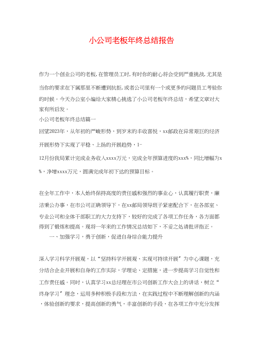 2023年小公司老板终总结报告.docx_第1页