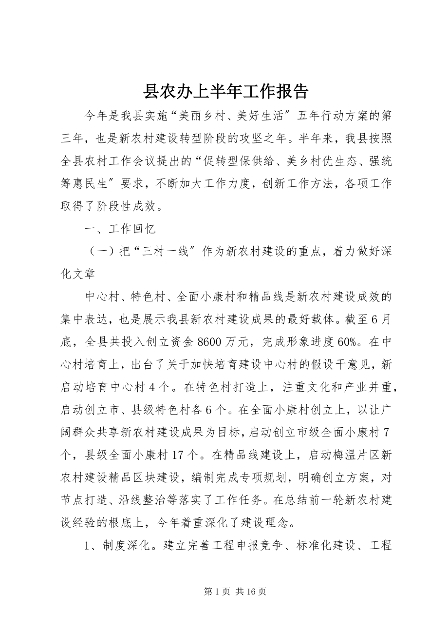 2023年县农办上半年工作报告.docx_第1页