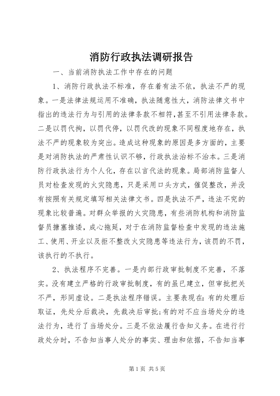 2023年消防行政执法调研报告.docx_第1页