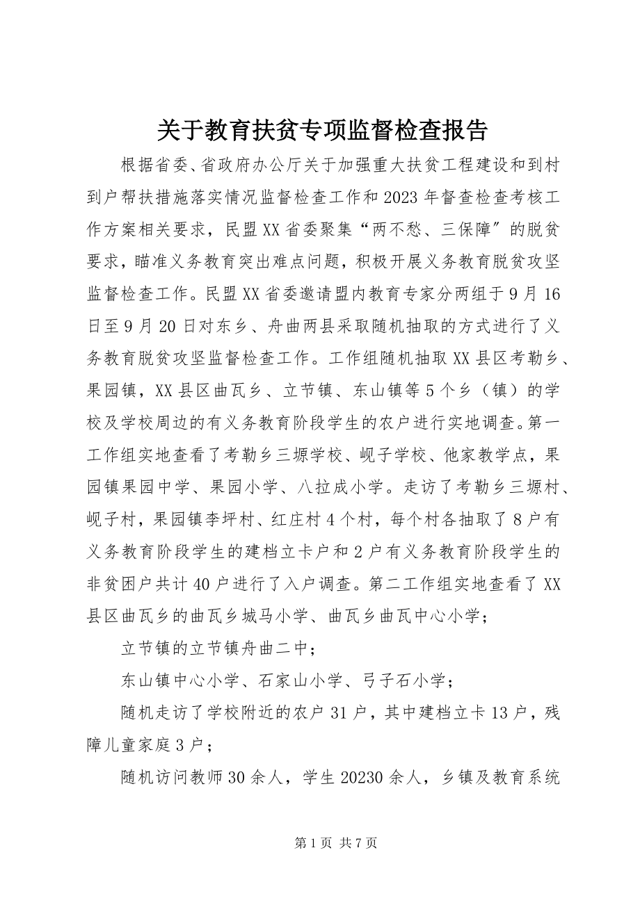 2023年教育扶贫专项监督检查报告.docx_第1页