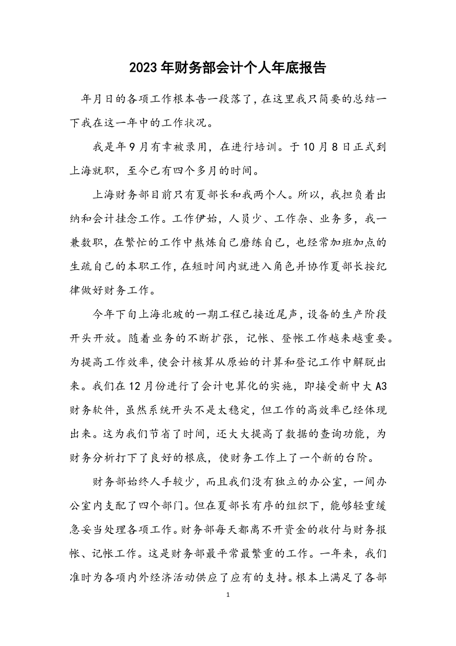 2023年财务部会计个人年底报告.docx_第1页