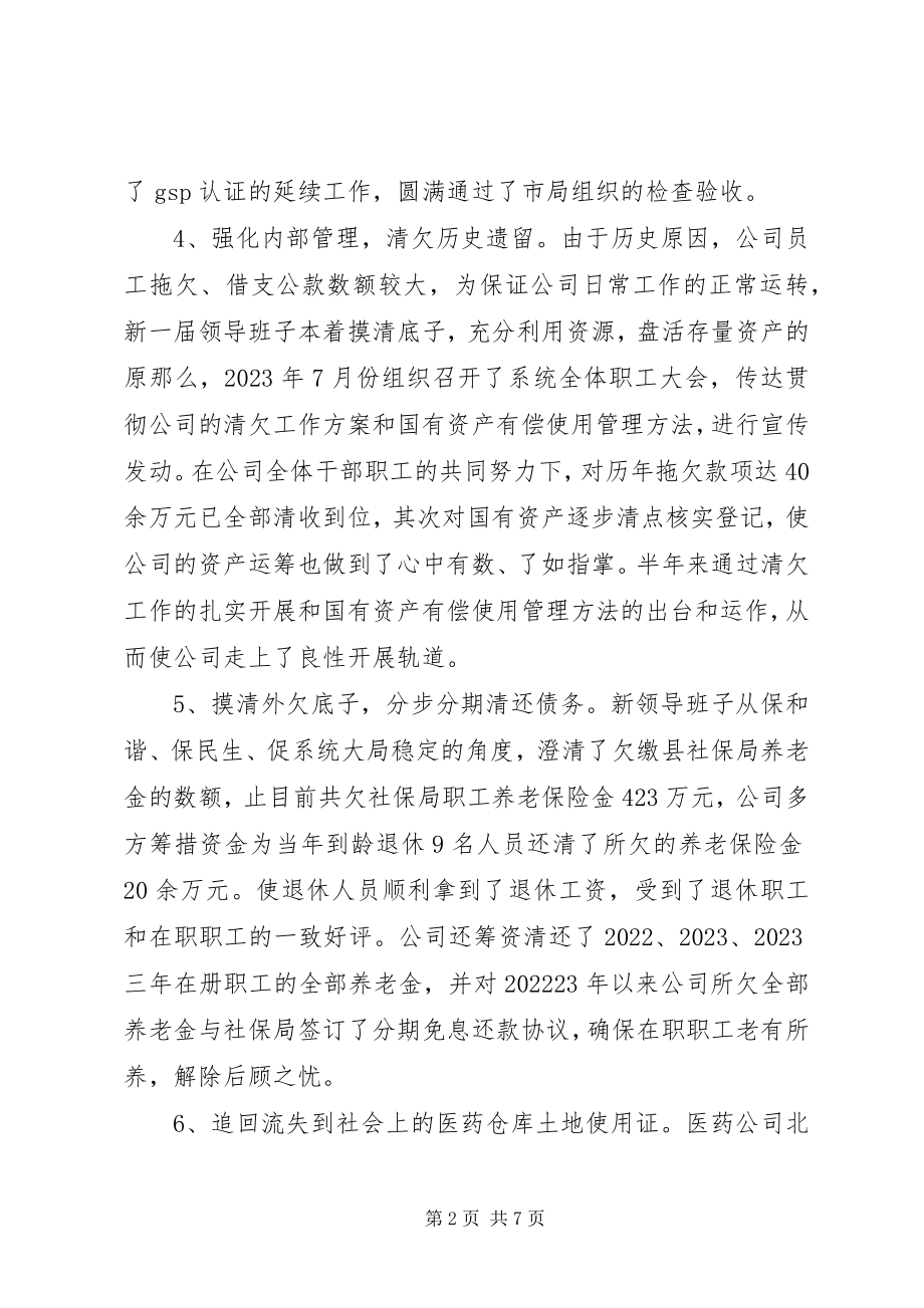 2023年县医药公司工作总结报告材料.docx_第2页