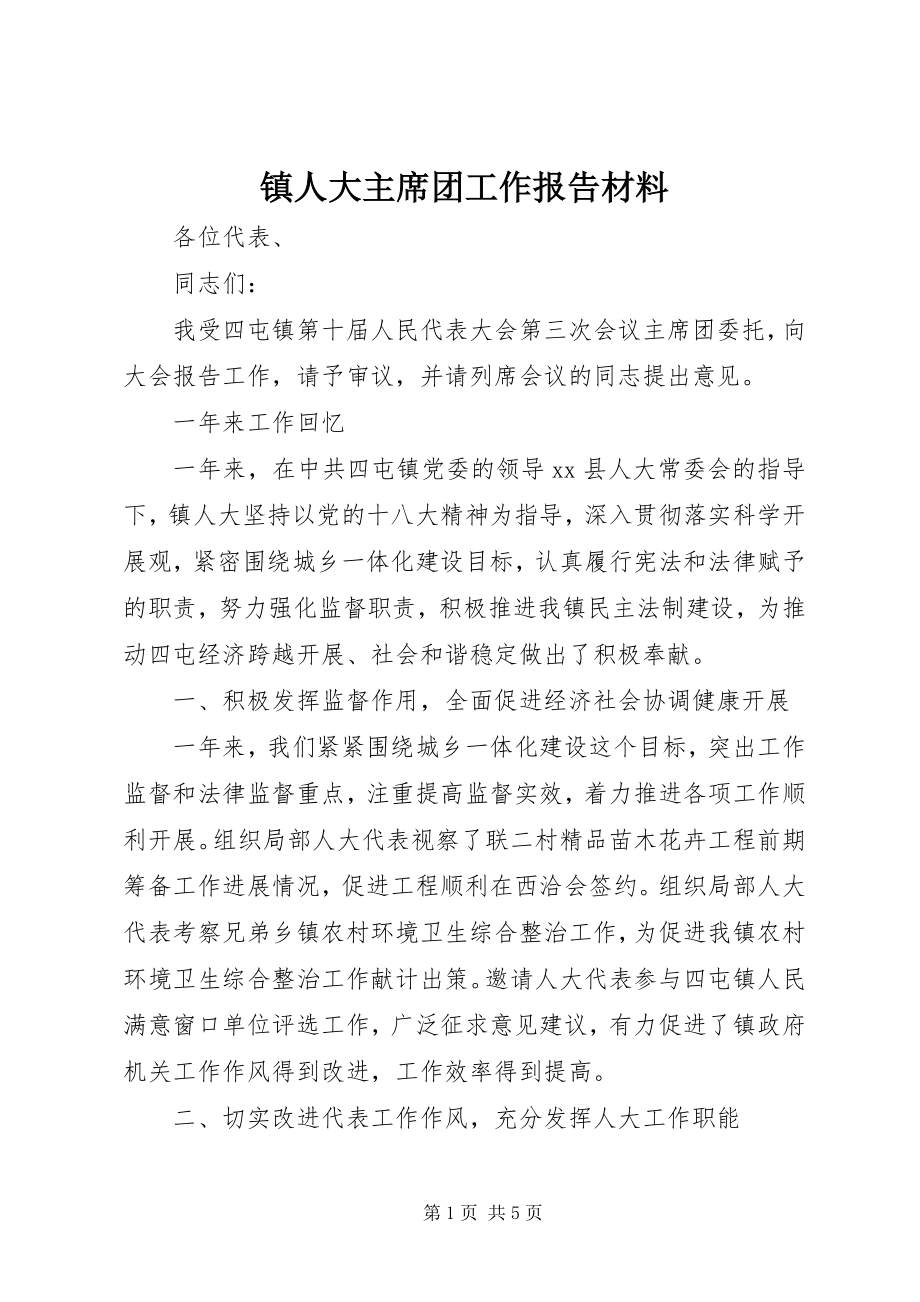 2023年镇人大主席团工作报告材料.docx_第1页