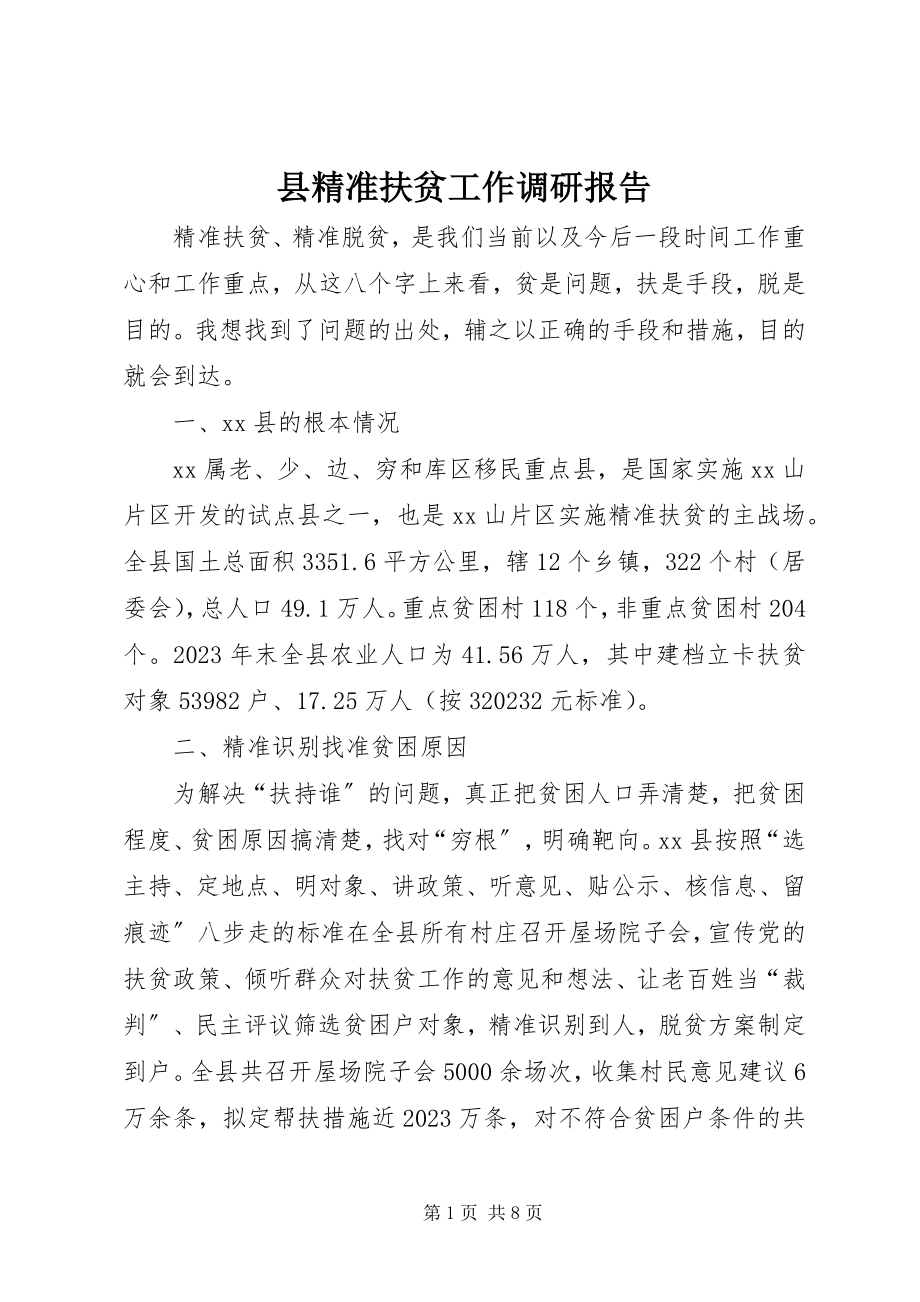 2023年县精准扶贫工作调研报告.docx_第1页