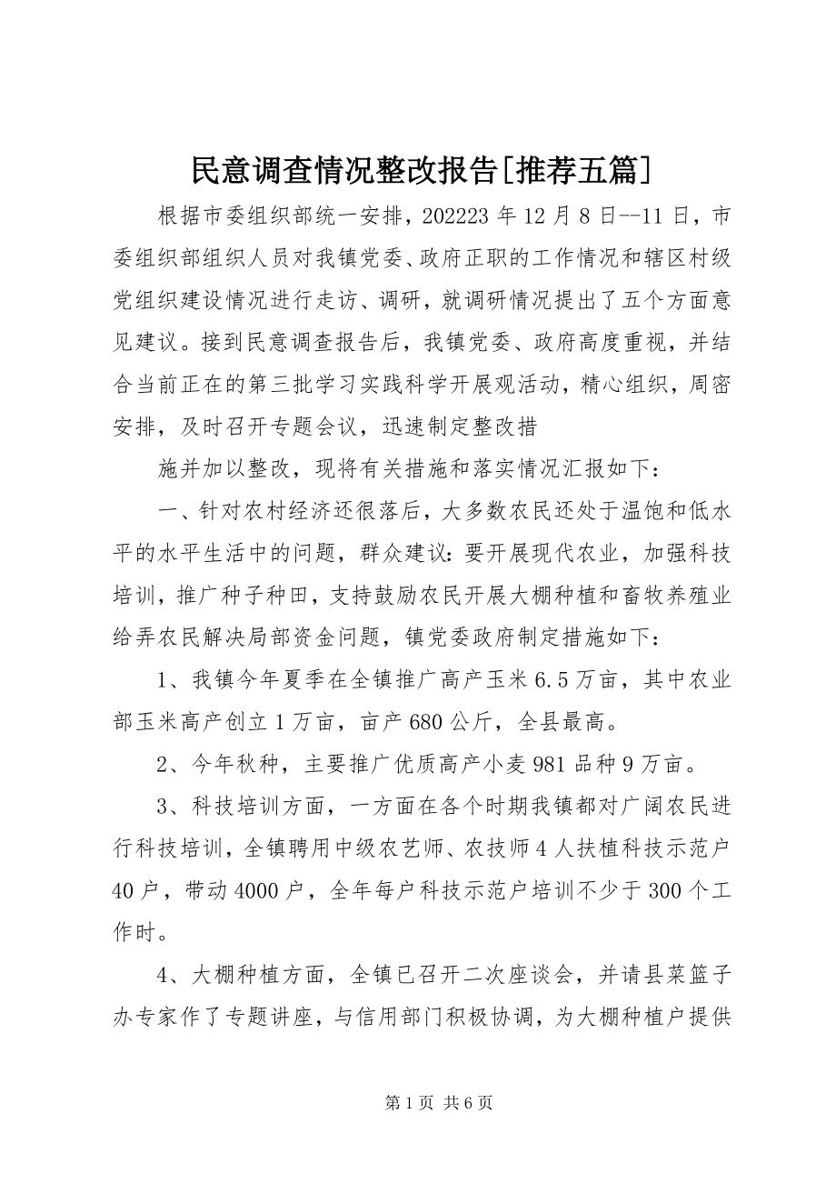 2023年民意调查情况整改报告推荐五篇.docx_第1页