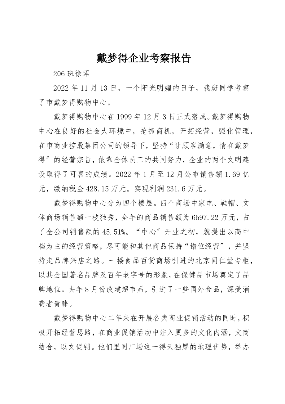 2023年戴梦得企业考察报告新编.docx_第1页