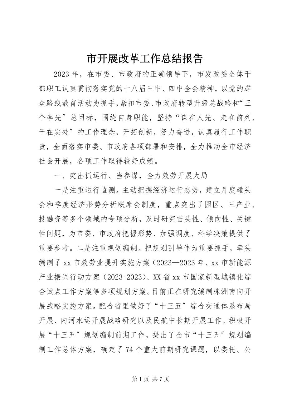 2023年市发展改革工作总结报告.docx_第1页