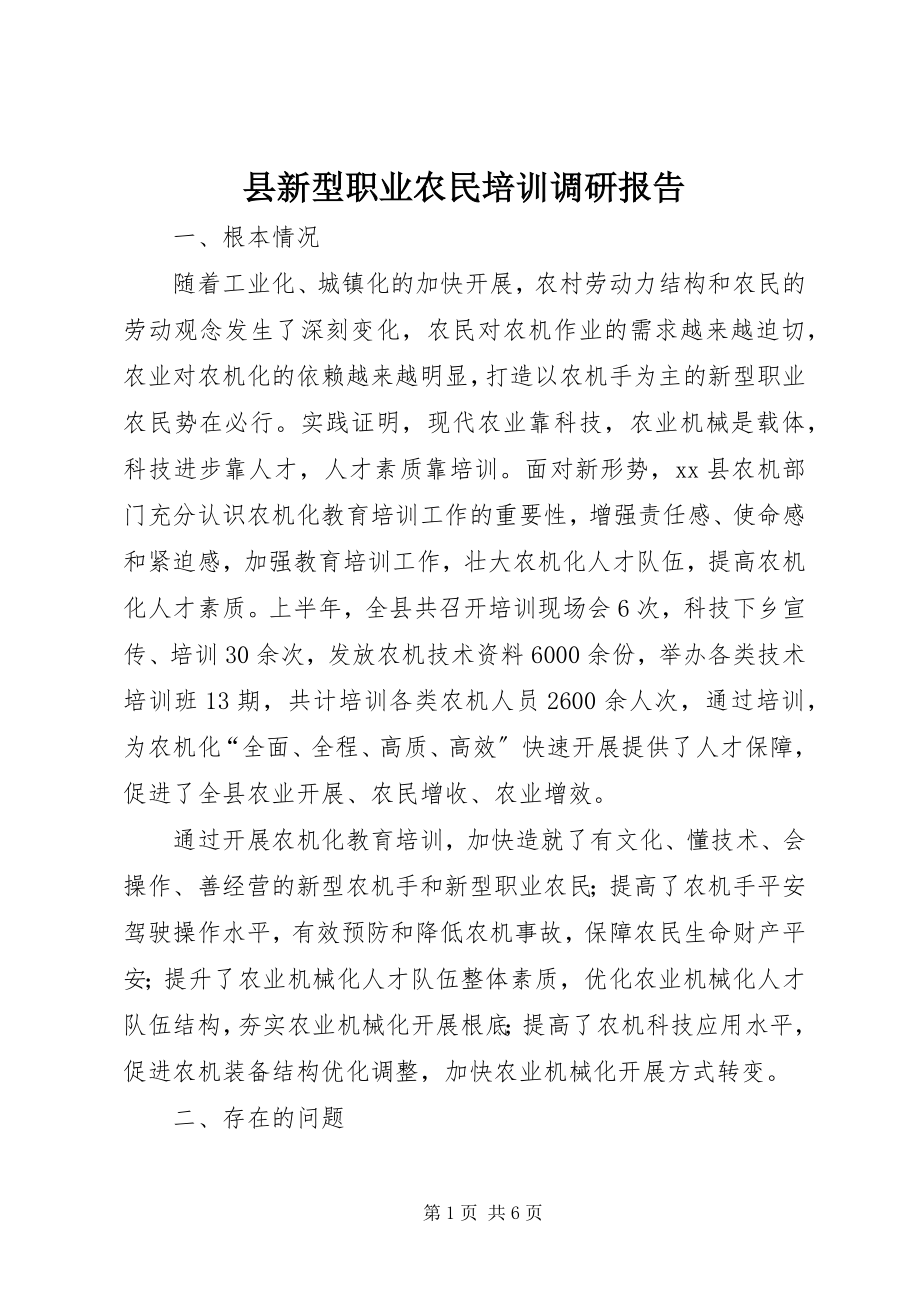 2023年县新型职业农民培训调研报告.docx_第1页