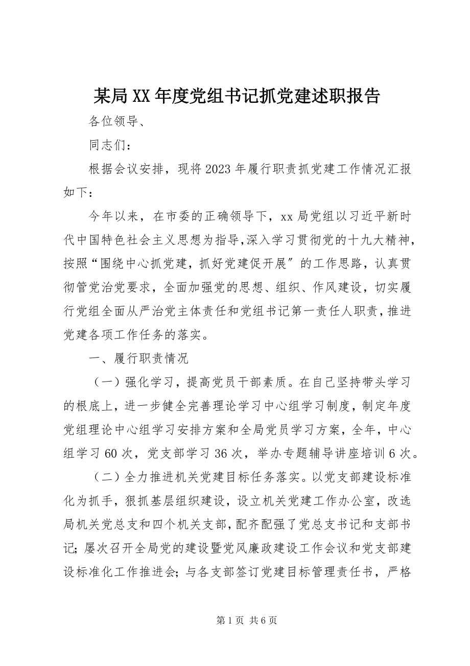 2023年某局度党组书记抓党建述职报告.docx_第1页