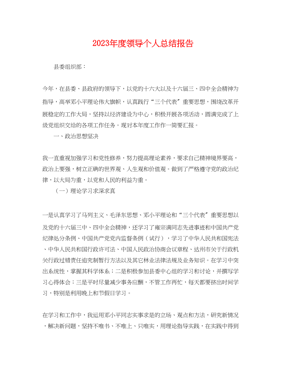 2023年度领导个人总结报告.docx_第1页