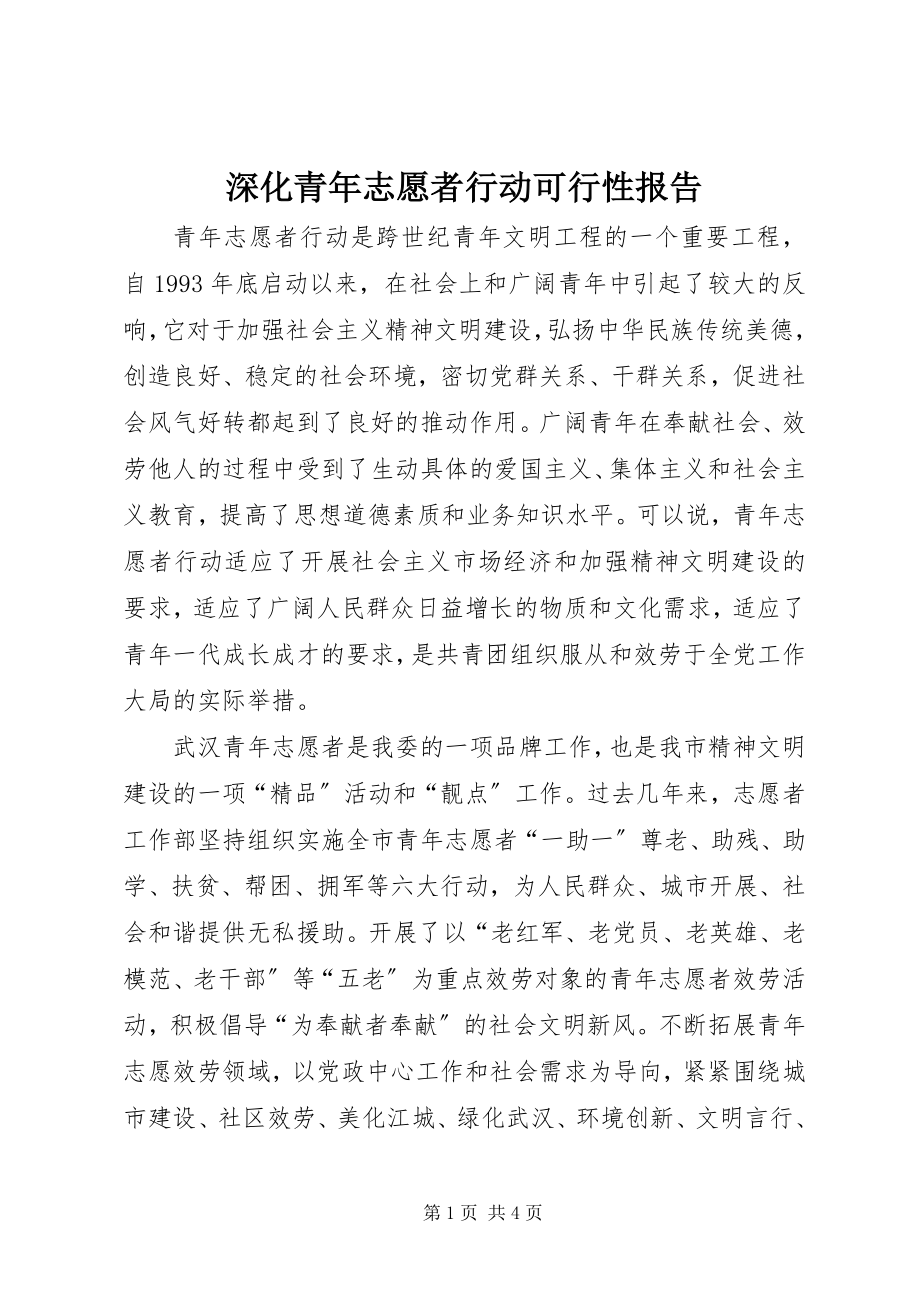 2023年深化青年志愿者行动可行性报告.docx_第1页