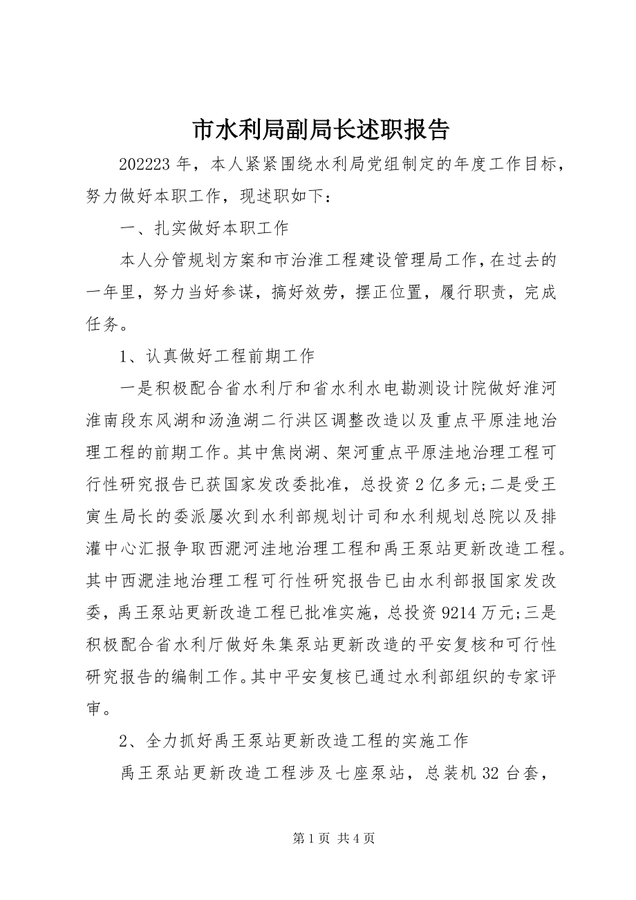 2023年市水利局副局长述职报告.docx_第1页