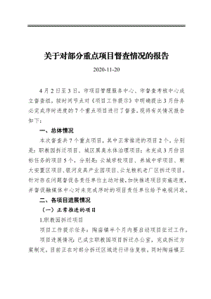 关于对部分重点项目督查情况的报告.docx