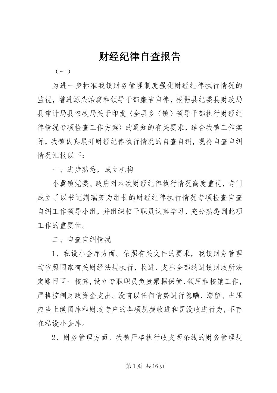 2023年财经纪律自查报告.docx_第1页