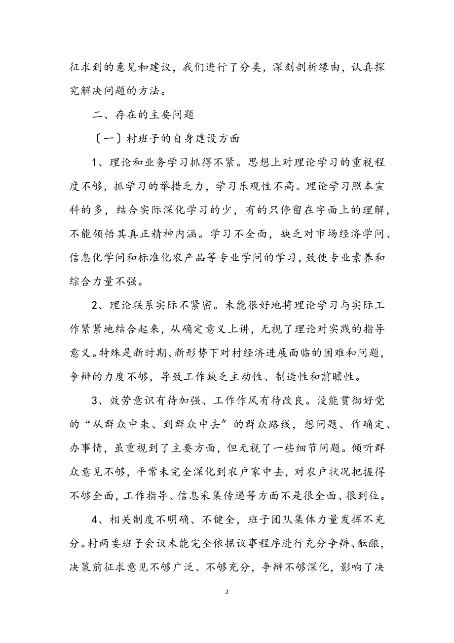 2023年村党总支学习践行科学发展观分析检查报告.docx_第2页