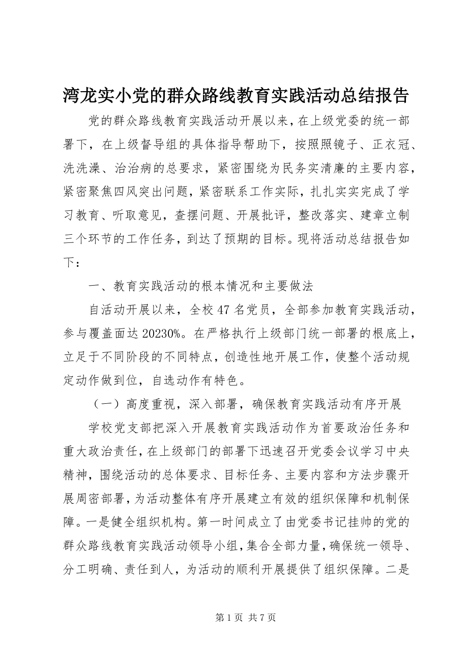 2023年湾龙实小党的群众路线教育实践活动总结报告.docx_第1页