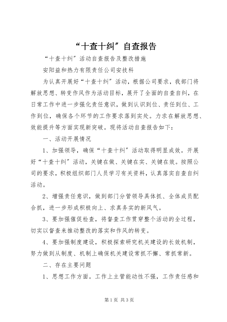 2023年十查十纠自查报告.docx_第1页