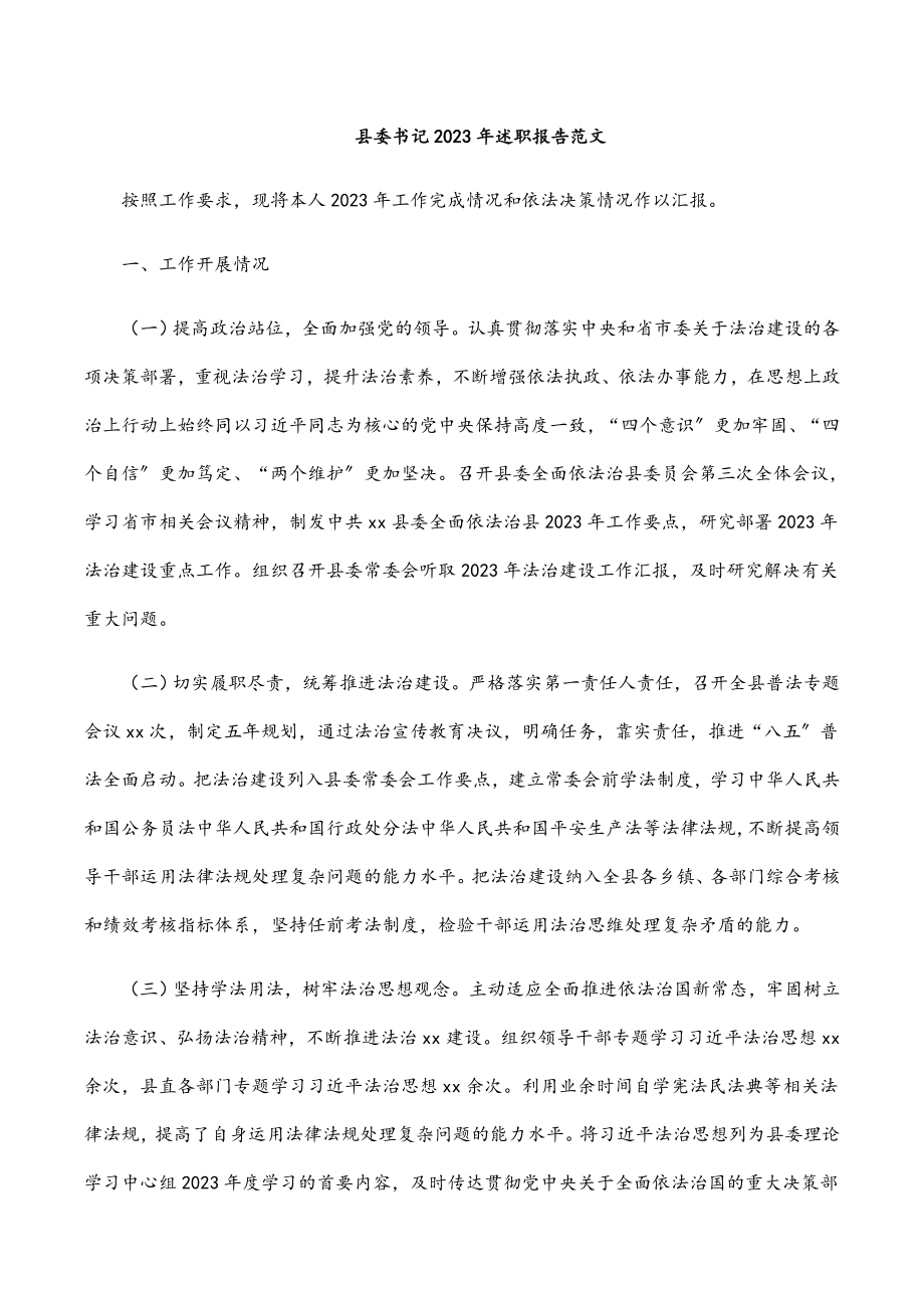 县委书记2023年述职报告.docx_第1页