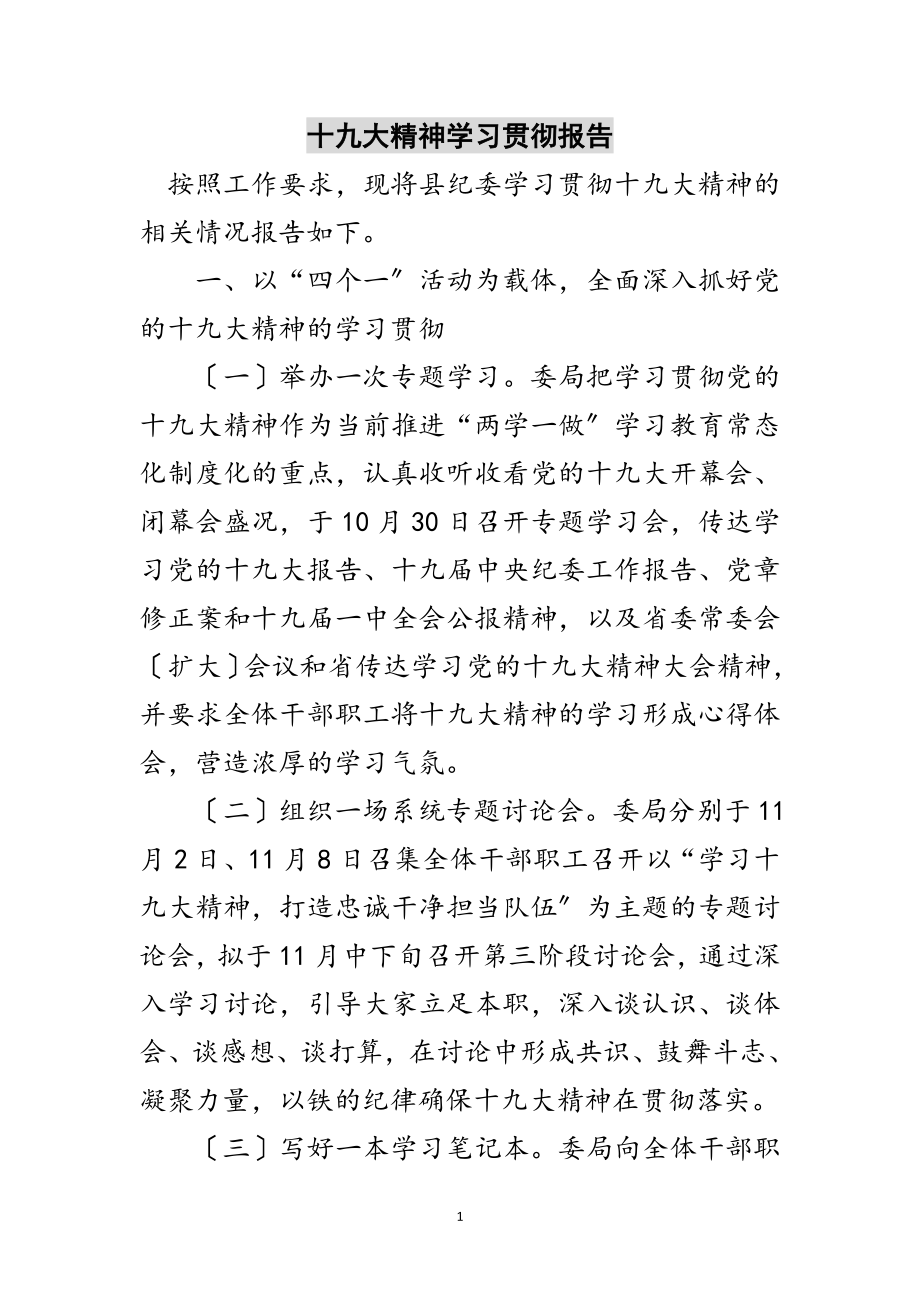 2023年十九大精神学习贯彻报告范文.doc_第1页