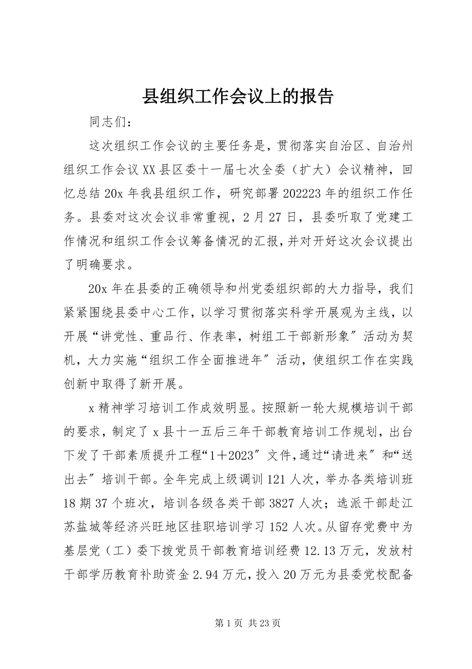 2023年县组织工作会议上的报告.docx_第1页