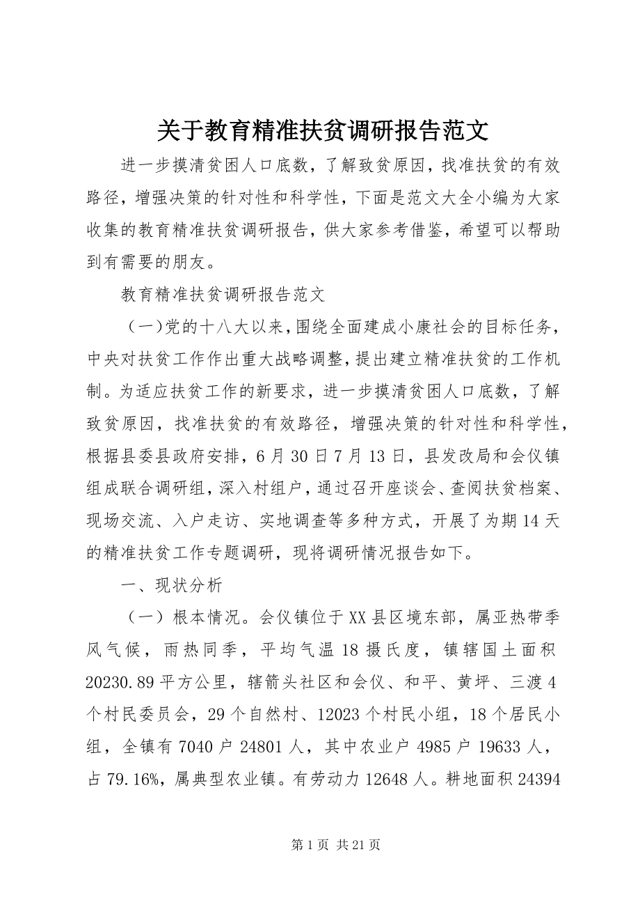 2023年教育精准扶贫调研报告.docx_第1页