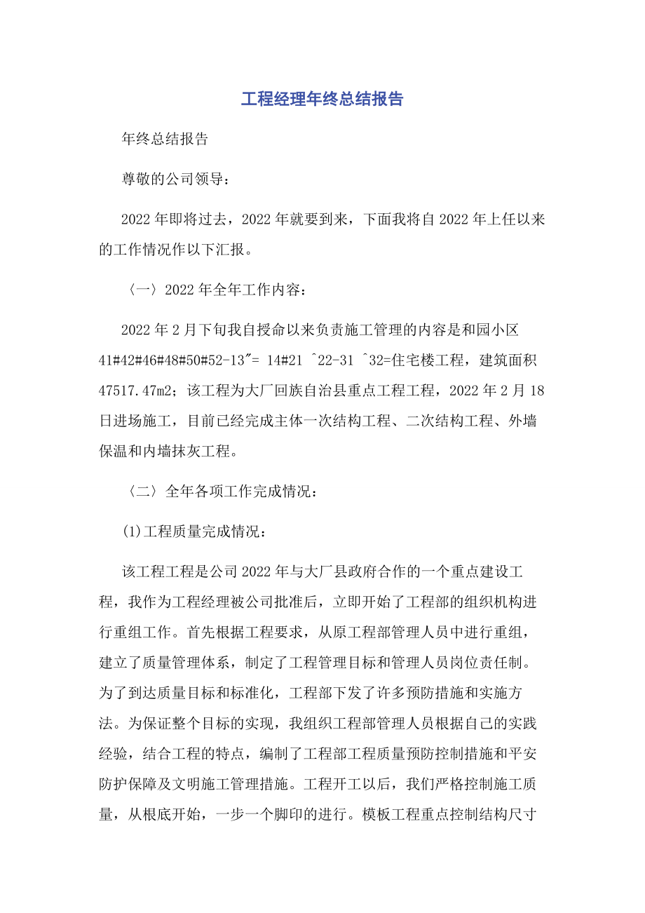 2023年项目经理年终总结报告.docx_第1页