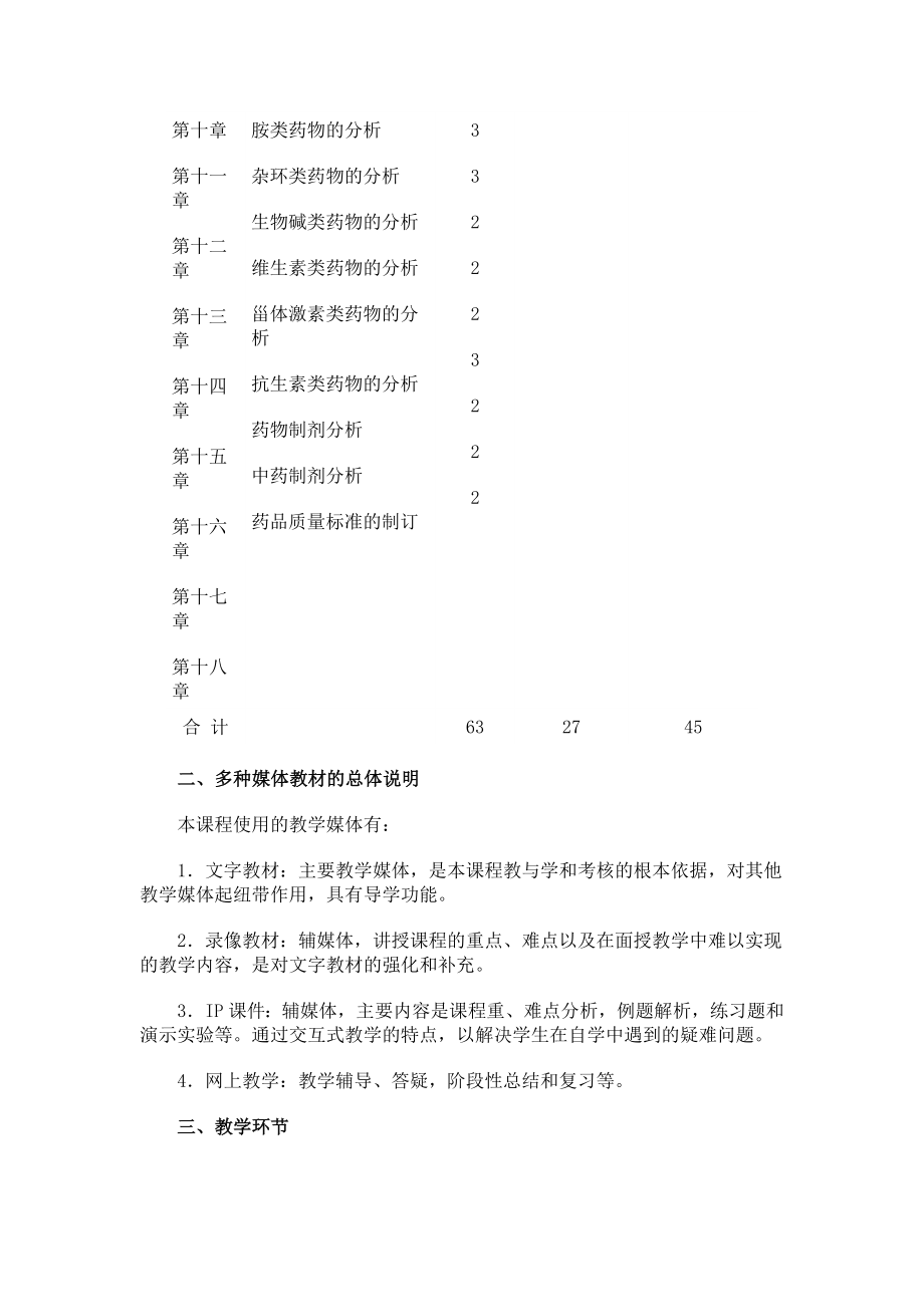 2023年药用分析化学课程教学大纲.doc_第3页