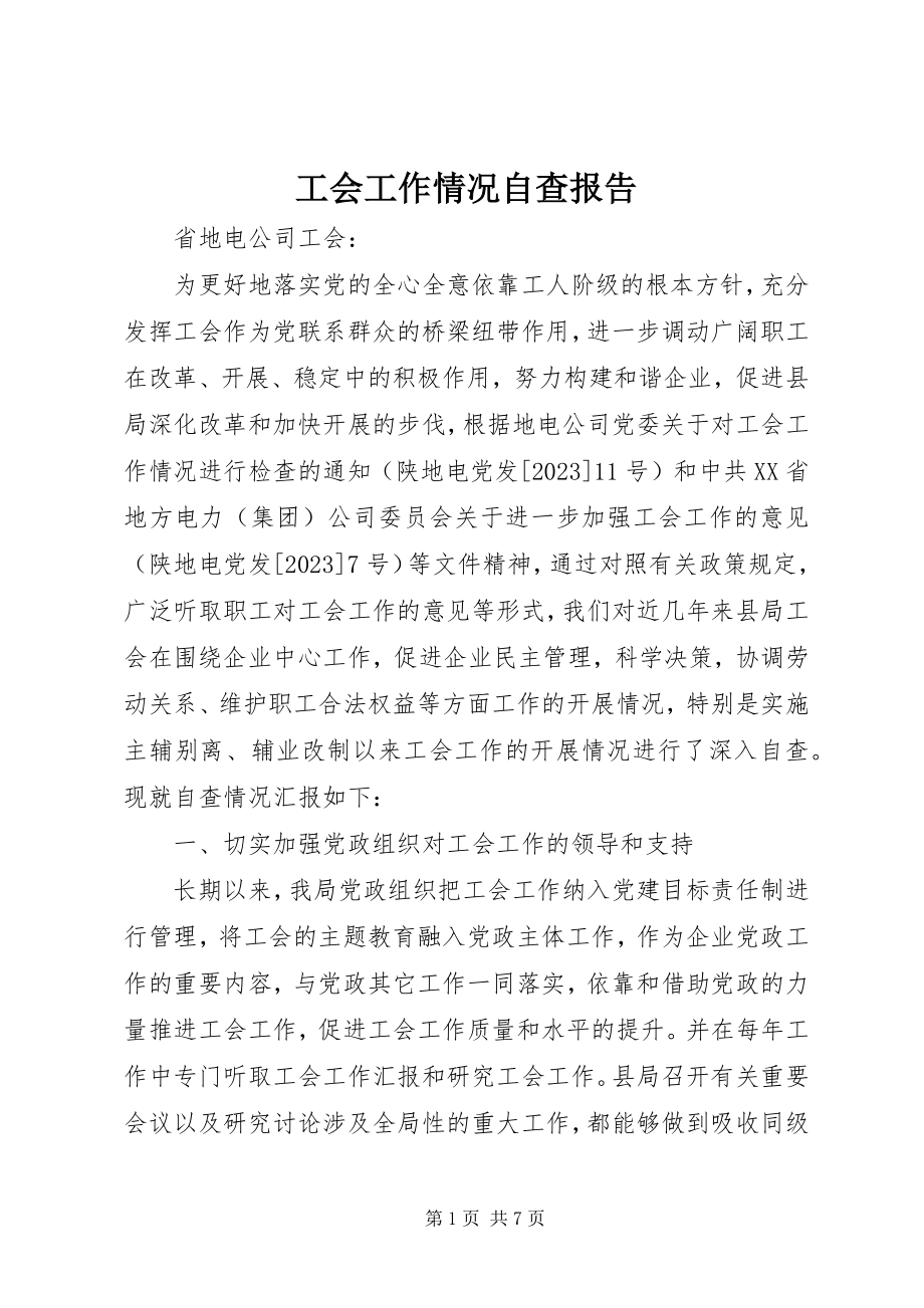 2023年工会工作情况自查报告.docx_第1页