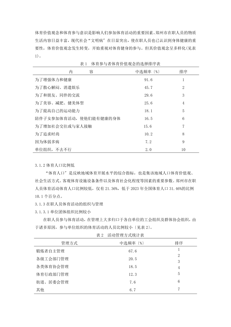 2023年郑州市在职人员体育活动现状调查与分析.doc_第2页