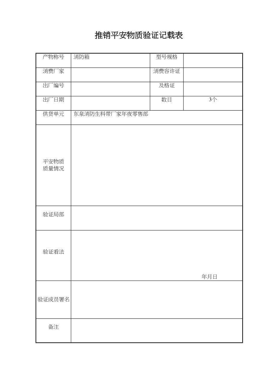 2023年建筑行业采购和租赁安全物资验证记录表.docx_第1页