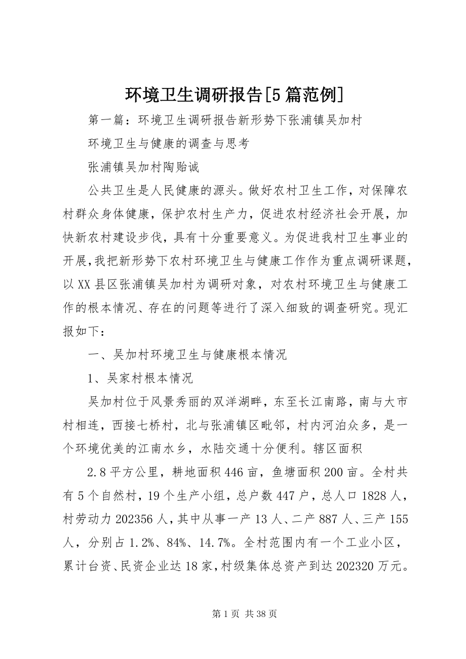 2023年环境卫生调研报告[5篇范例.docx_第1页