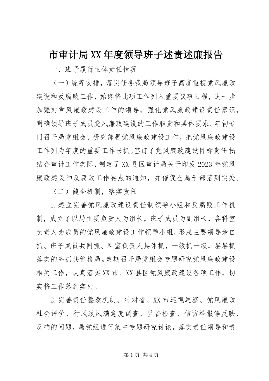 2023年市审计局度领导班子述责述廉报告.docx_第1页